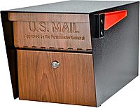 Mail Boss Curbside, Wood Grain 7510 Mail Manager Locking Security Mailbox, Steel, Black Black Mailbox