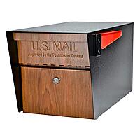 Mail Boss Curbside, Wood Grain 7510 Mail Manager Locking Security Mailbox, Steel, Black Black Mailbox