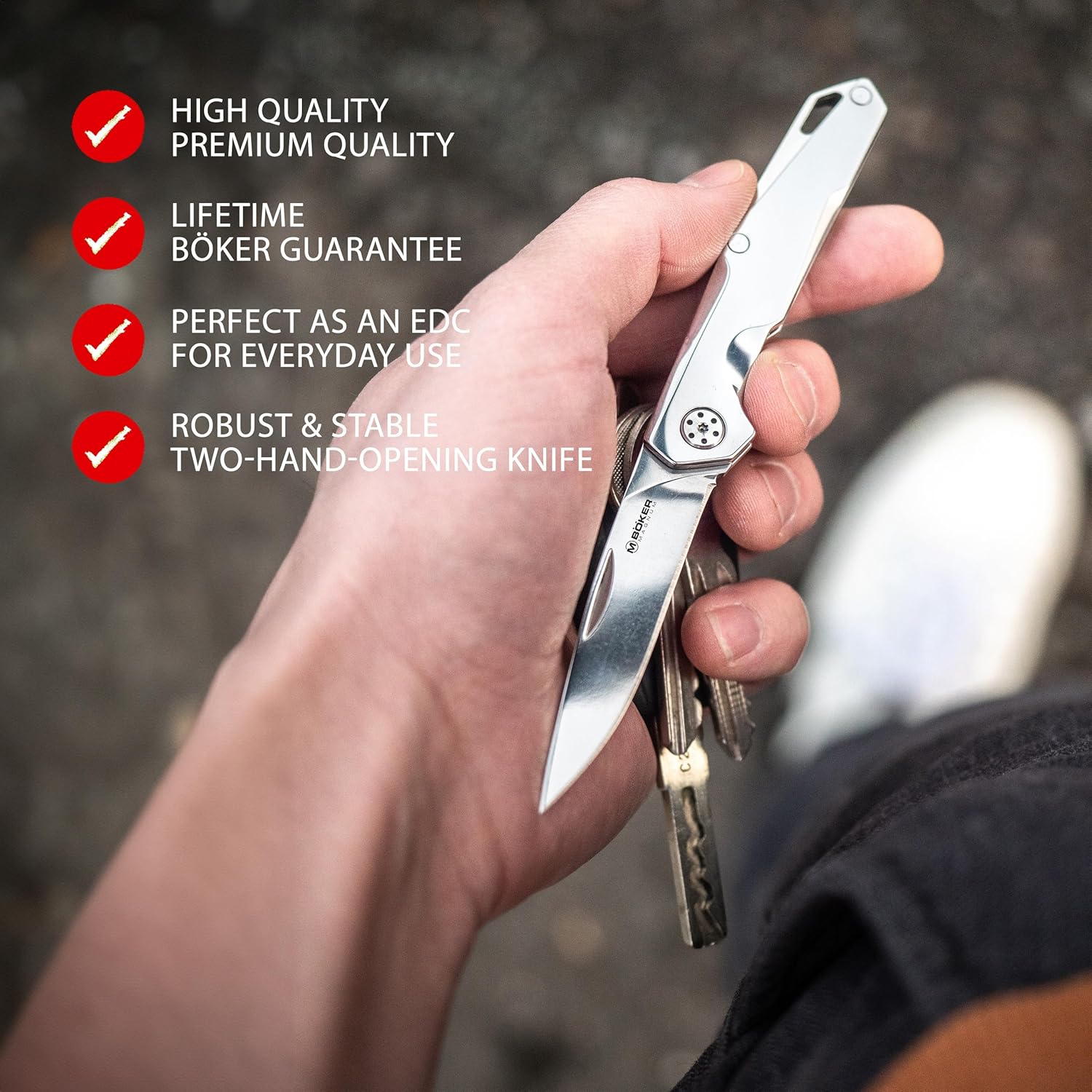 Boker Magnum Shiny EDC Pocket Knife - Small Multipurpose Folding Knife with 2.36 Inch
