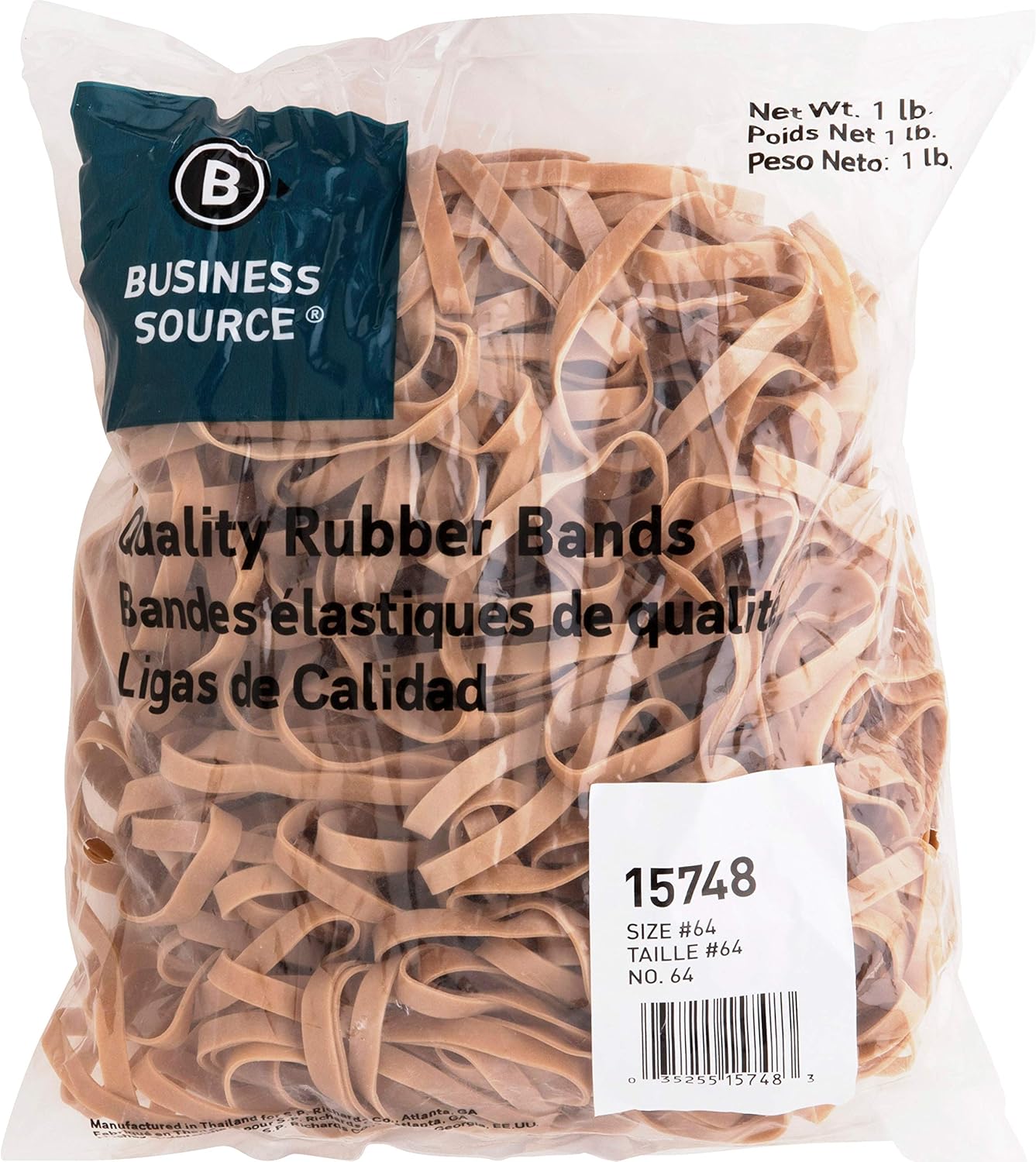 Business Source Quality Rubber Bands - Size: #64 - 3.3in Length x 0.3in Width - Sustainable - Rubber - Crepe - 320 / Pack