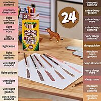 Crayola Colors of the World Colored Pencil Set (24ct), Skin Tone Colored Pencils for Kids, Coloring Book Pencils