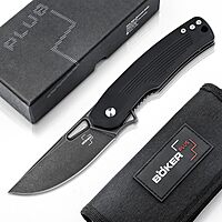 BÖKER PLUS® Nahal Flipper knife - military tactical knife with thumb hole - black D2 blade