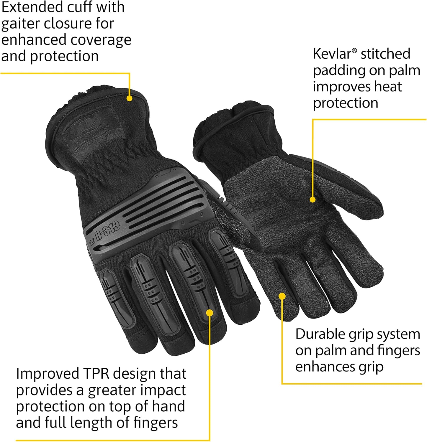 Ansell Ringers R-313 Extrication Cut-Resistant Gloves with TPR Impact Protection