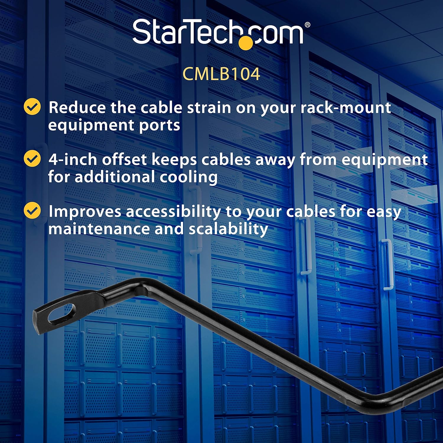 StarTech.com 1U Horizontal Cable Lacing Bar for 19in Racks