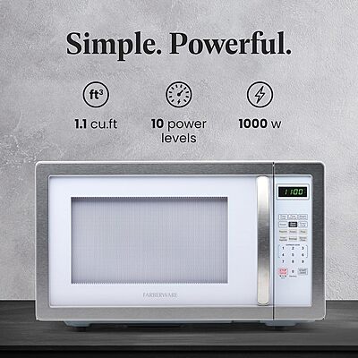 Farberware Countertop Microwave Oven 1000 Watts with LED Lighting & Child Lock
