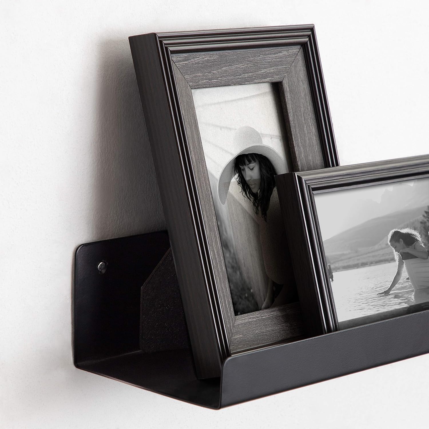 Kate and Laurel Mezzo Modern Metal Ledge Wall Shelf, 24" W x 4.25" D x 3" H, Black, Set of 2