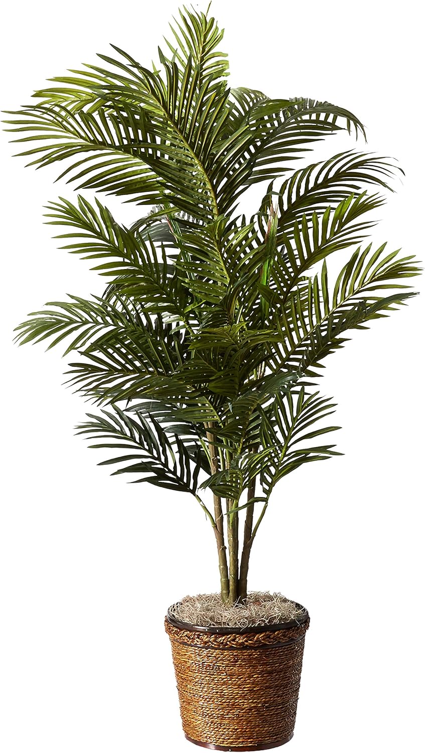 Nearly Natural 5289 6.5ft Golden Cane Palm Silk Tree, Green