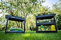 Luxor 32" x 18" Tub Storage Cart 2 Shelves - Black, (EC11-B)