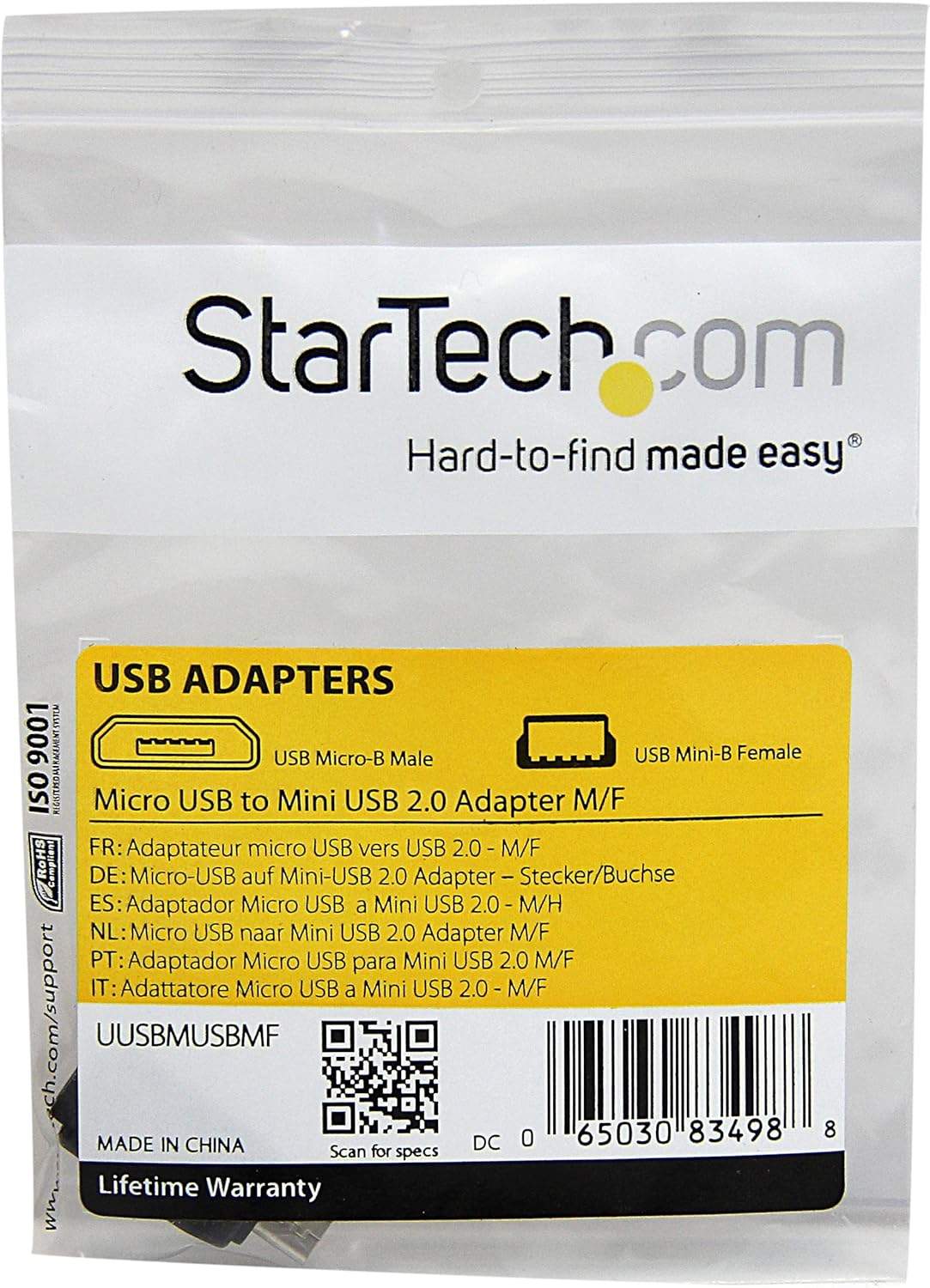 StarTech.com Micro USB to Mini USB 2.0 Adapter (UUSBMUSBMF)