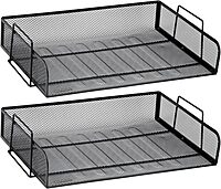 Mind Reader Stackable Paper Tray, Desktop Organizer, File Storage, Office, Metal Mesh, 13.25" L x 9.75" W x 6.25" H, 2 Pcs