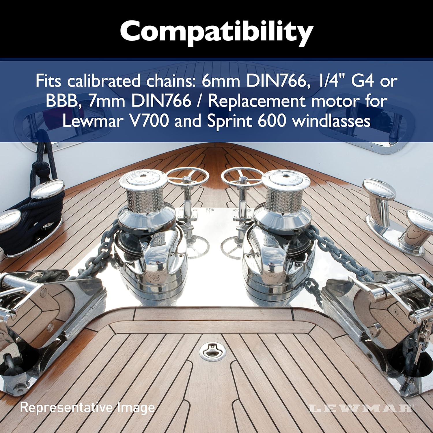 Lewmar Motor Kit, Fits Calibrated Chains: 6mm DIN766, 1/4" G4 or BBB, 7mm DIN766 / Replacement Motor for V700/Sprint 600