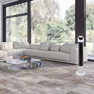 Genesis Powerful 43 Inch Oscillating Tower Fan with Max Air Quiet Technology and Remote, White (G5TOWERFAN)