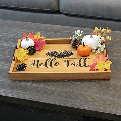 Elegant Designs Decorative Wood Serving Tray w/Handles