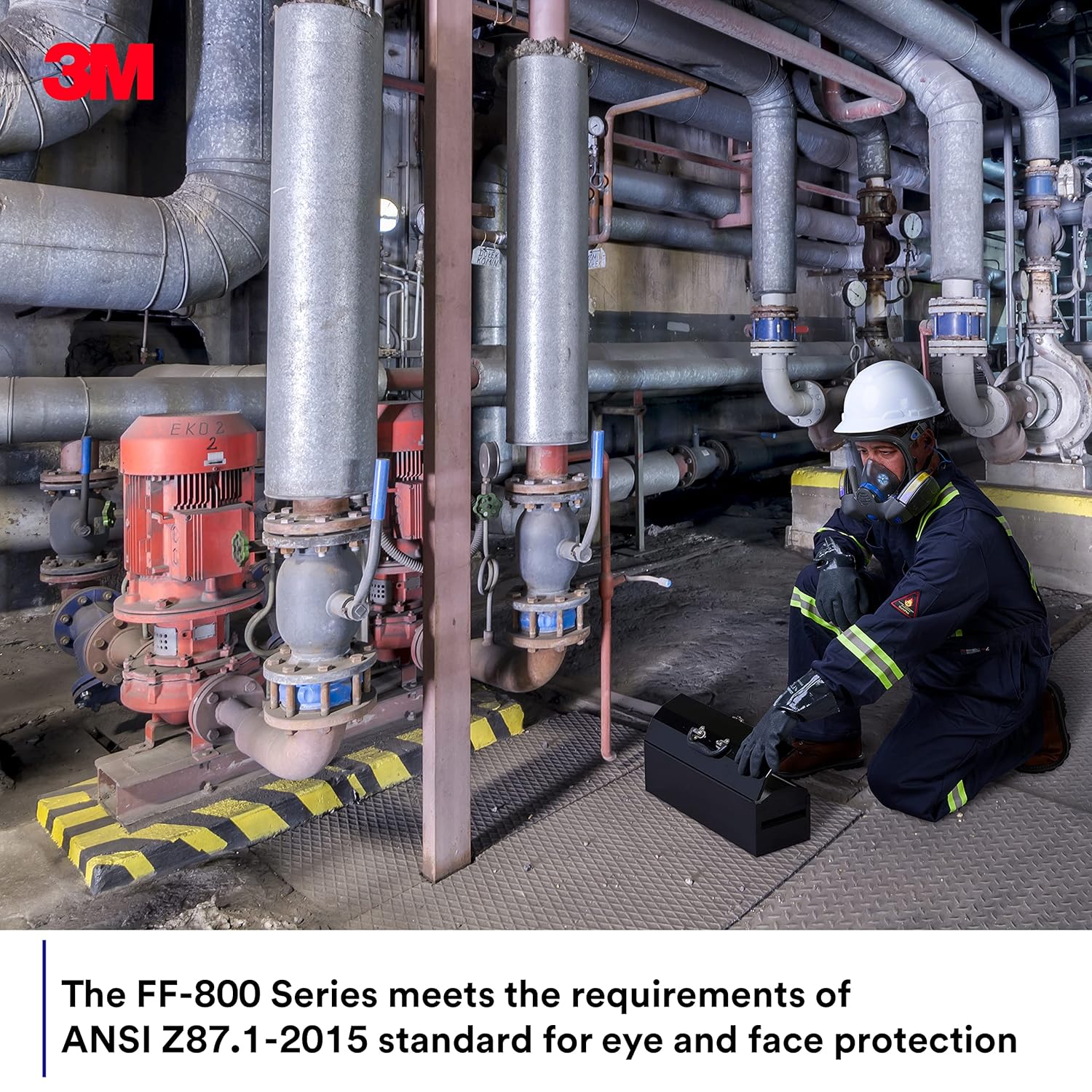 3M Secure Click Full Face Reusable Respirator with Large Lens, Speaking Diaphragm and Push Button Seal Check, FF-801