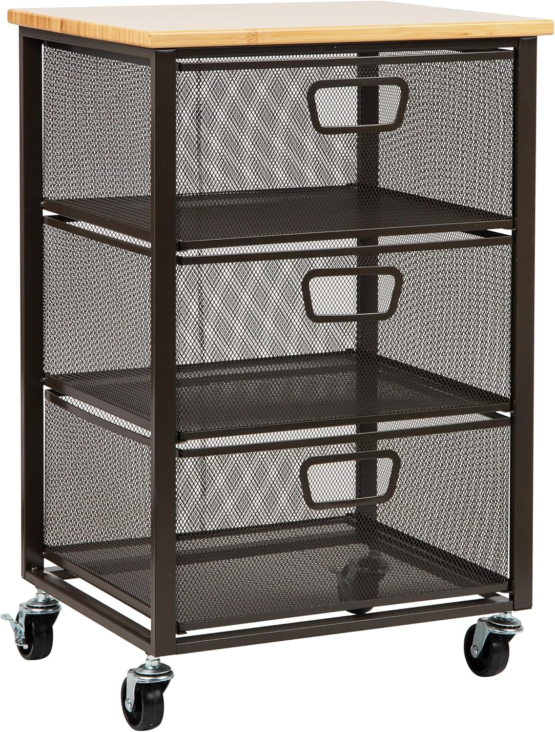 Mind Reader Cart with Drawers, Office Organizer, Storage, Bathroom, Metal Mesh, 15.75"L x 13"W x 24.25"H
