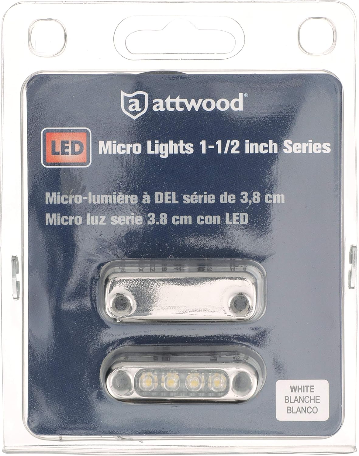 Attwood 6350W7 LED Micro Lights, Stainless Steel Bezel, Vertical Mount, White Light, .66-Watt Draw at 12 Volts DC