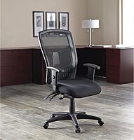 Lorell ErgoMesh High-Back Executive Office Chair - Adjustable Seat & Back Angles, Customizable Arm Height & Width, Breathable Mesh Design, Ergonomic Support, 5-Year Limited Warranty Black