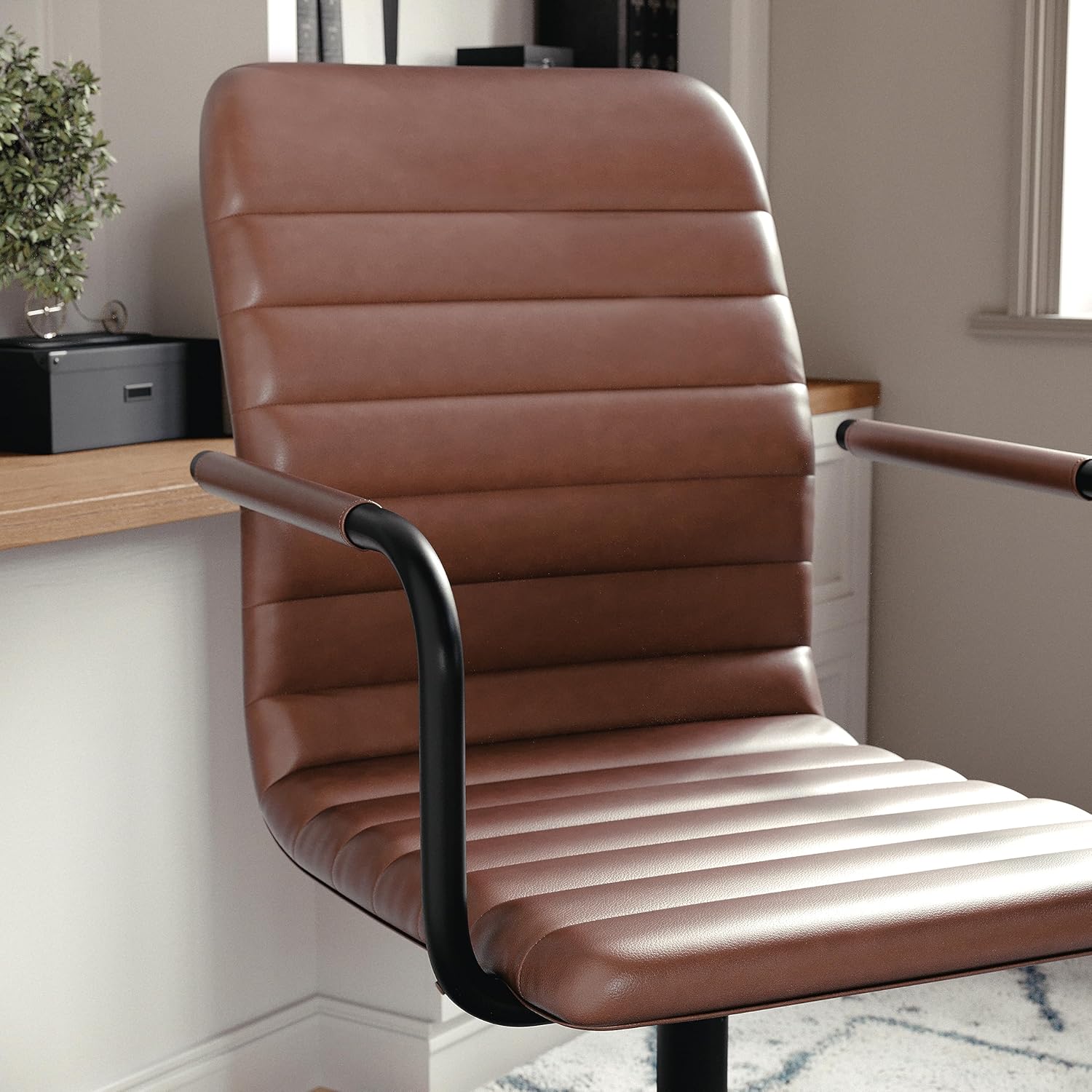 Martha Stewart Taytum Swivel Task Chair with Armrests for Home Office