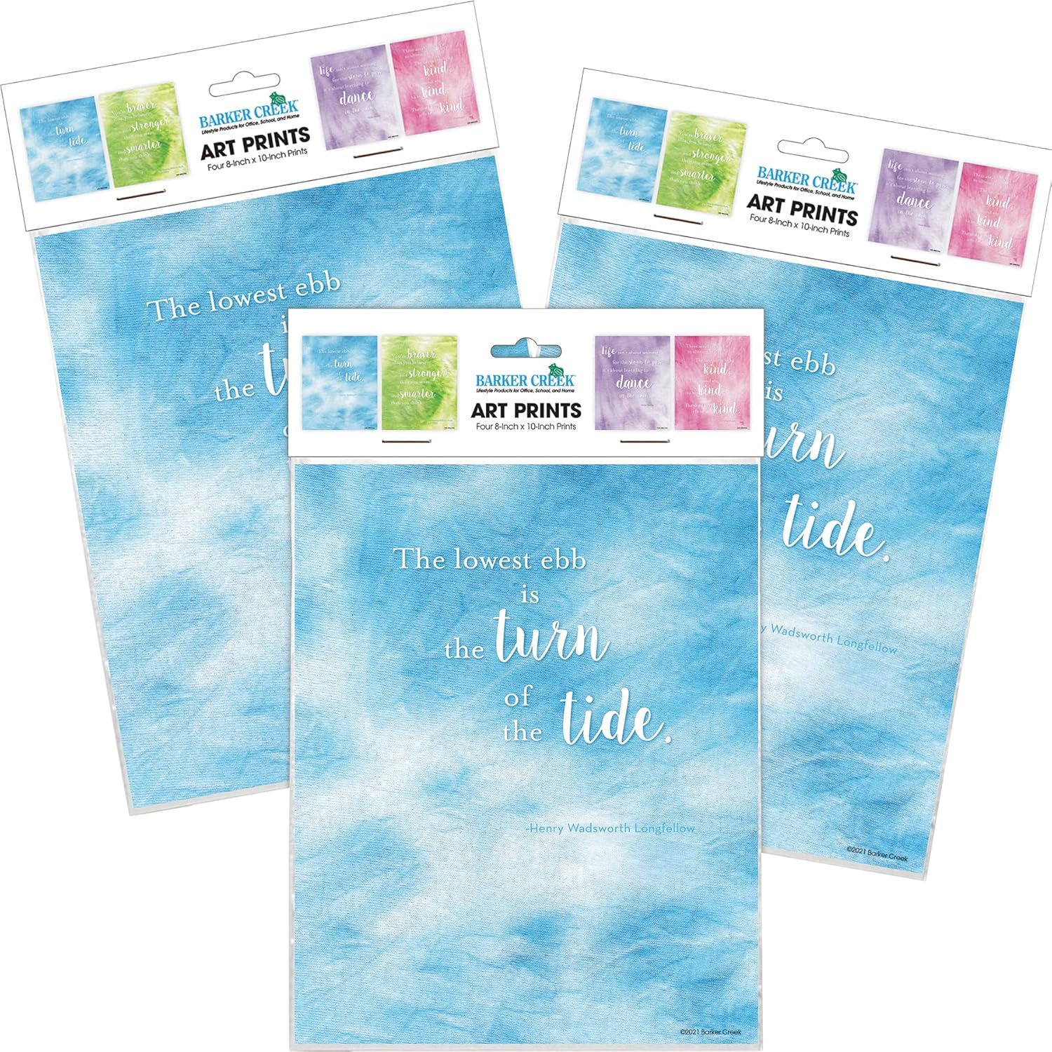 BARKER CREEK Art Prints Set of 12, Dancing in the Rain, Set of Inspirational Art Prints from Tie-Dye and Ombré Collection