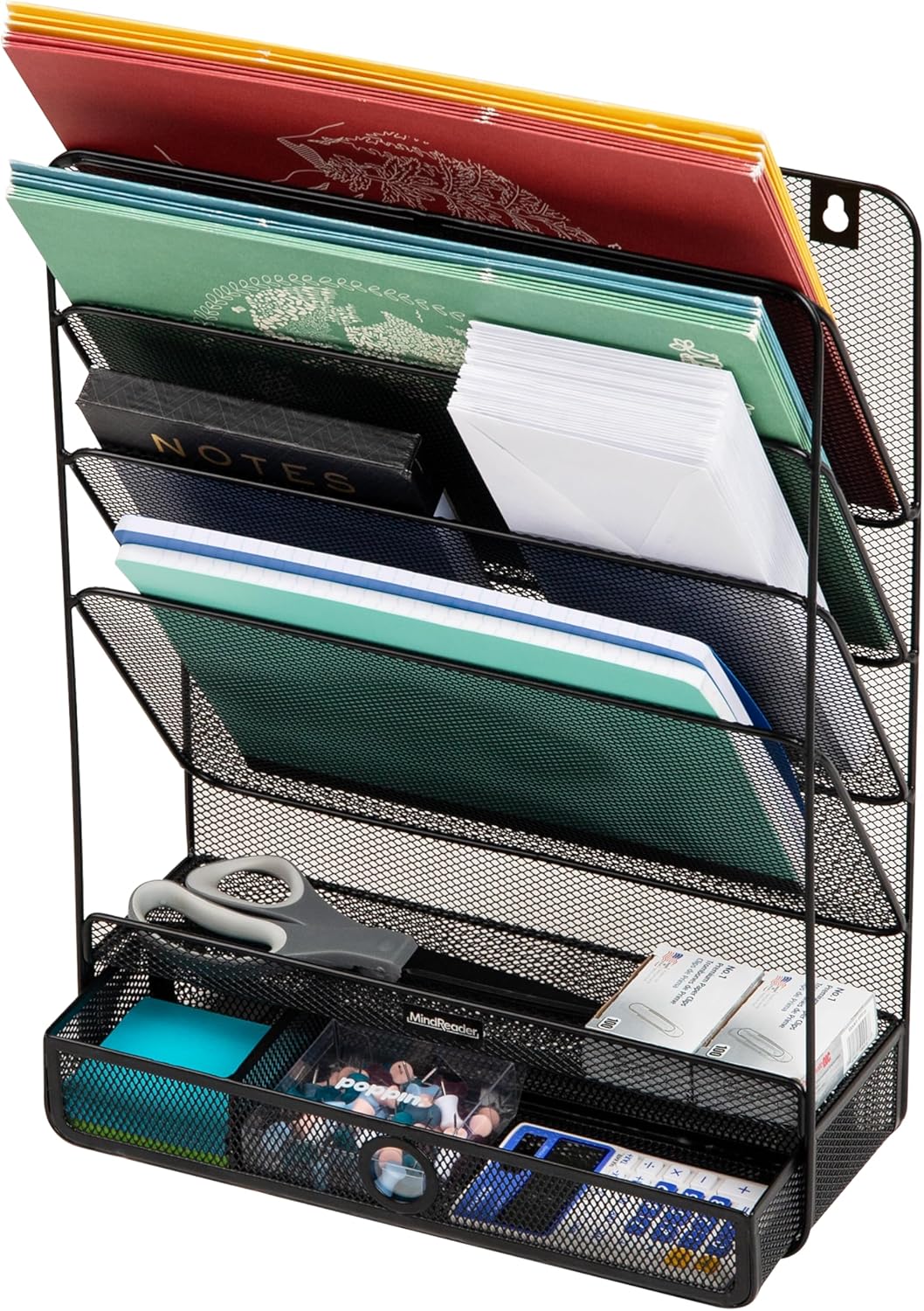 MIND READER 4-Tier Vertical File Organizer, Desktop & Wall Mount, Metal