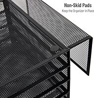 Mind Reader 4-Tier 6-Compartment Metal Mesh Desktop Organizer, 16.75"L x 9.15"W x 6"H, Black
