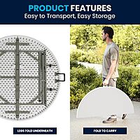 Flash Furniture Round Bi-Fold Plastic Banquet And Event Folding Table