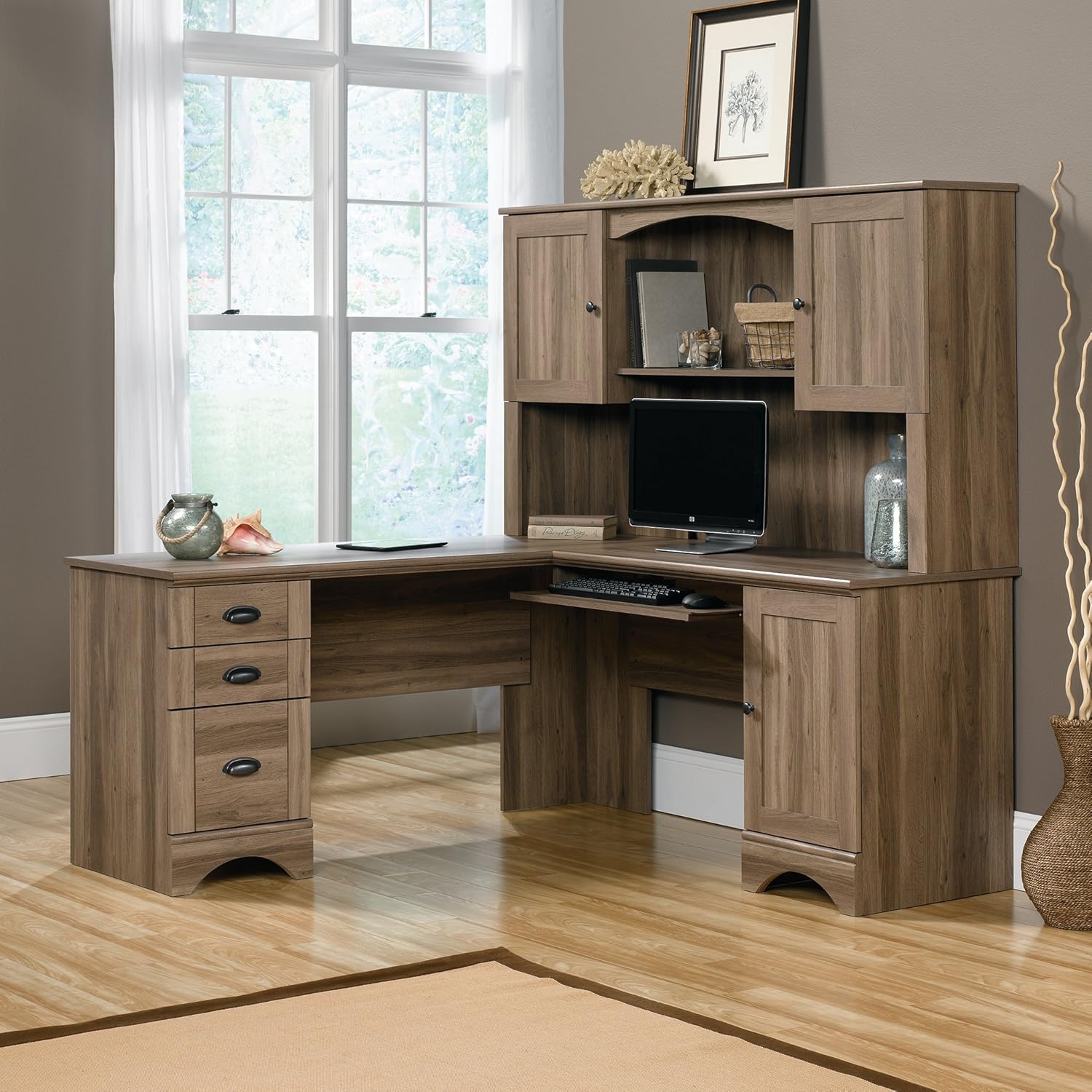 Sauder Harbor View L-Shaped Corner Computer Desk