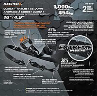 KEEPER Extreme Webbing Combat Ratchet Tie-Downs with Double J Hooks