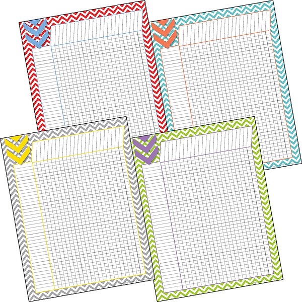 BARKER CREEK Incentive Chart Set of 4, Chevron, 17 x 22
