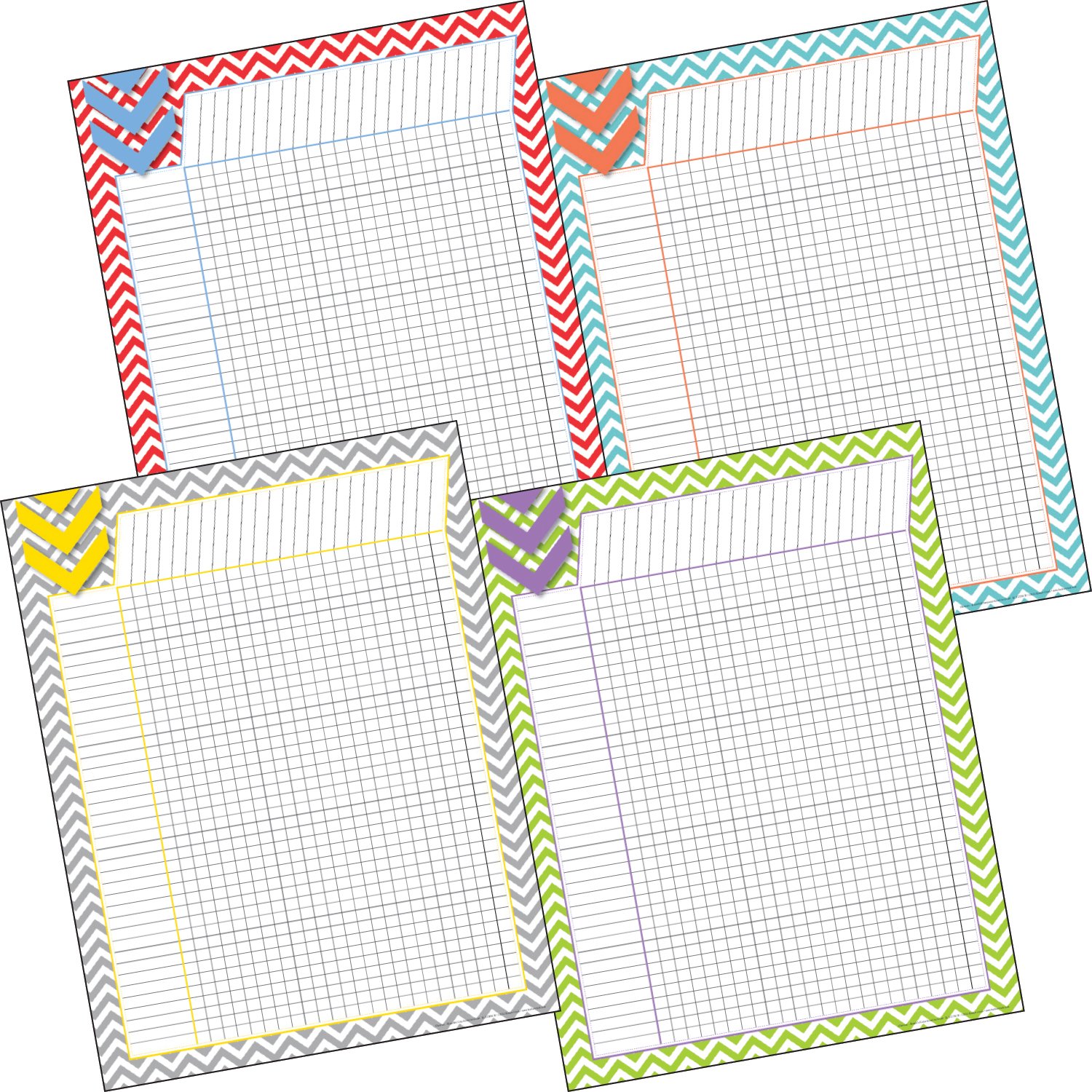 BARKER CREEK Incentive Chart Set of 4, Chevron, 17 x 22
