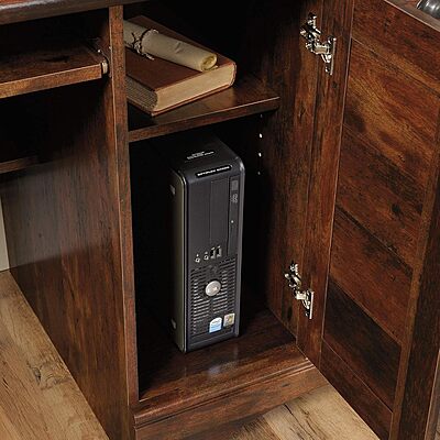 Sauder Harbor View Home Office Computer Desk with Hutch and Keyboard Tray