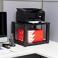 Mind Reader Rolling Printer Cart, Utility Cart, Printer Stand, Under Desk Storage, Office, 17.25"L x 13.5"W x 14.25"H, Black 2-Shelves