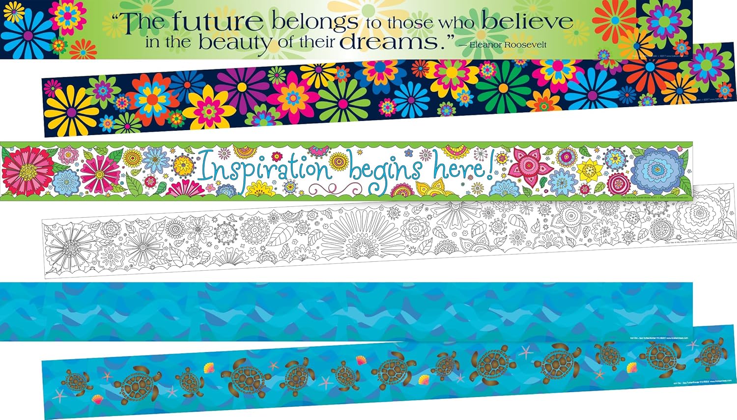 Barker Creek Double-Sided Border, Summer Fun, Trim Out Bulletin Boards and Create Colorful Displays with 105' of Designer Double-Sided Border, 3" x 105', Set of 3 (4043)