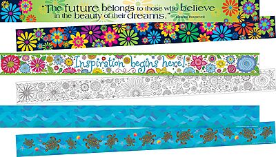 Barker Creek Double-Sided Border, Summer Fun, Trim Out Bulletin Boards and Create Colorful Displays with 105' of Designer Double-Sided Border, 3" x 105', Set of 3 (4043)