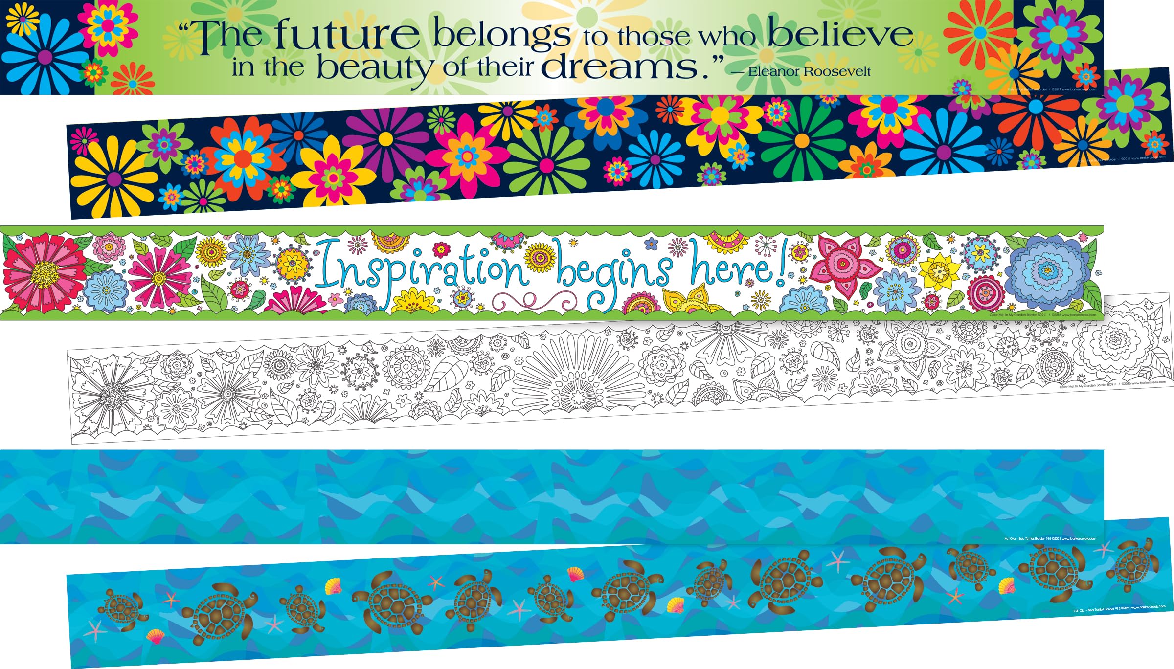 Barker Creek Double-Sided Border, Summer Fun, Trim Out Bulletin Boards and Create Colorful Displays with 105' of Designer