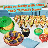 Nostalgia Taco Tuesday 10-Inch Tortilla Chip & Salsa Bowl, Perfect For Potato Chips, Pretzels, Veggies, Ranch, Guacamole