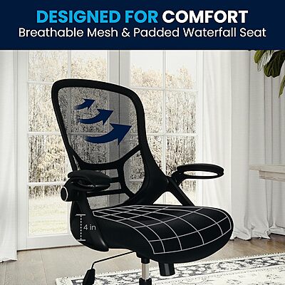 Flash Furniture Porter High-Back Mesh Ergonomic Swivel Office Chair with Adjustable Lumbar Support and Flip-Up Armrests
