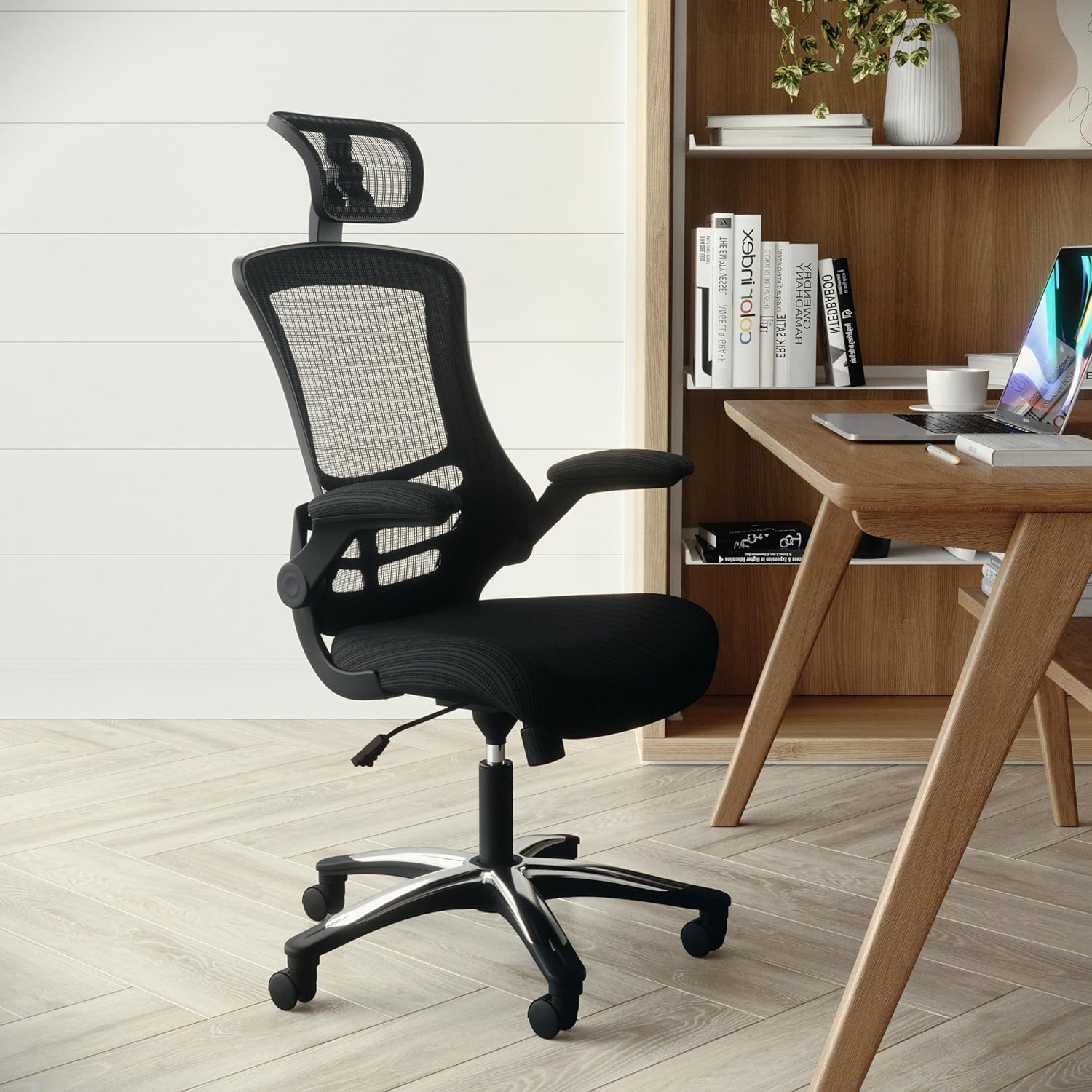 Flash Furniture Kelista High-Back Swivel Office Chair with Adjustable Lumbar Support and Seat Height
