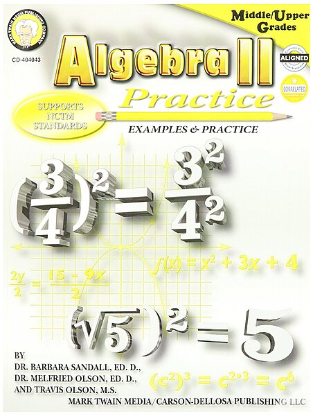 Mark Twain Algebra II Practice Book, Grades 7+