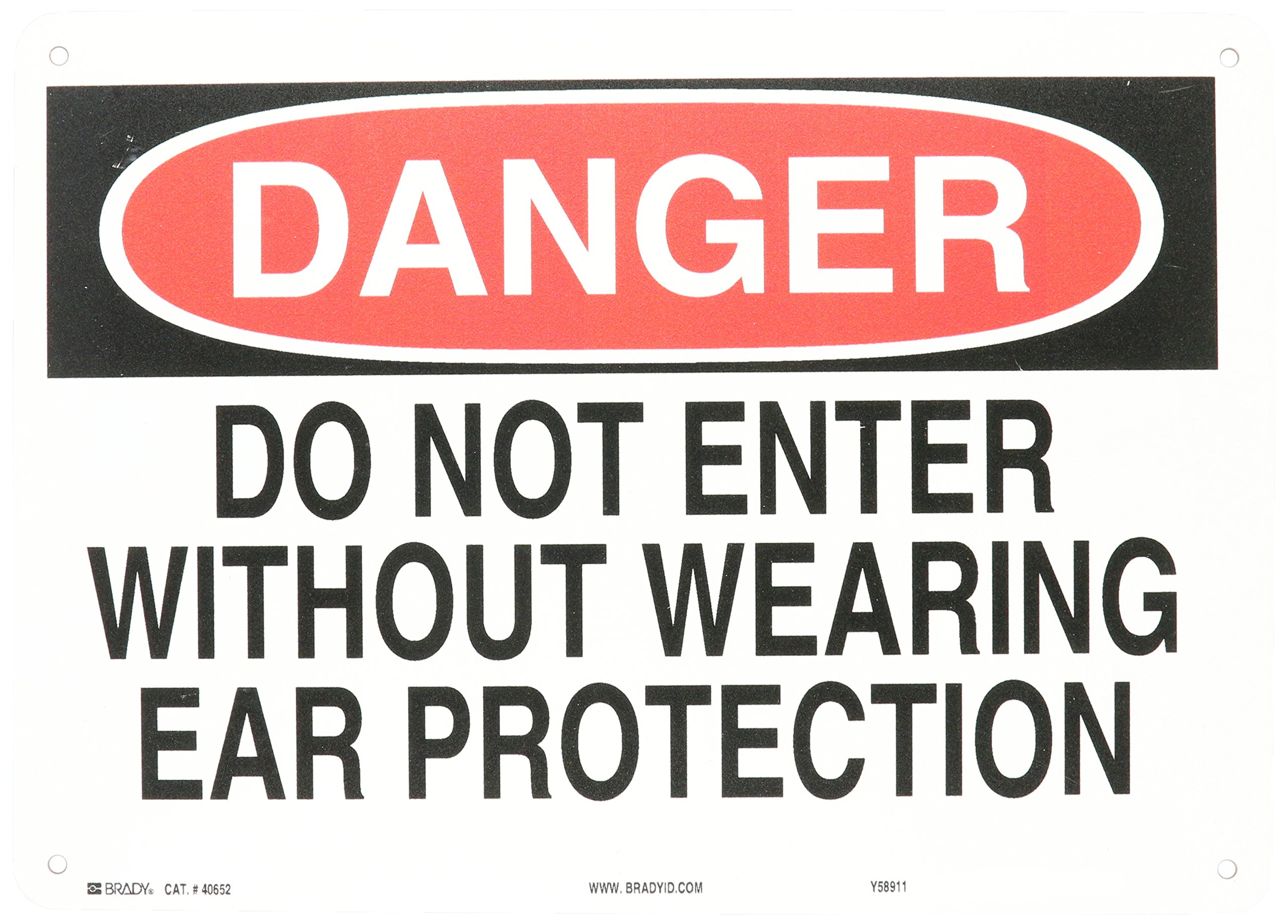 Brady 40652 Admittance Sign, Aluminium, 10" Height x 14" Width, Black/Red on White