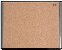 U Brands MOD Cork Bulletin Board, 20"x16", Black and Gray Frame, Industrial Grade Pinning Surface, includes Push Pins