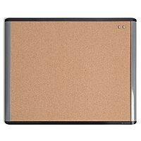 U Brands MOD Cork Bulletin Board, 20"x16", Black and Gray Frame, Industrial Grade Pinning Surface, includes Push Pins