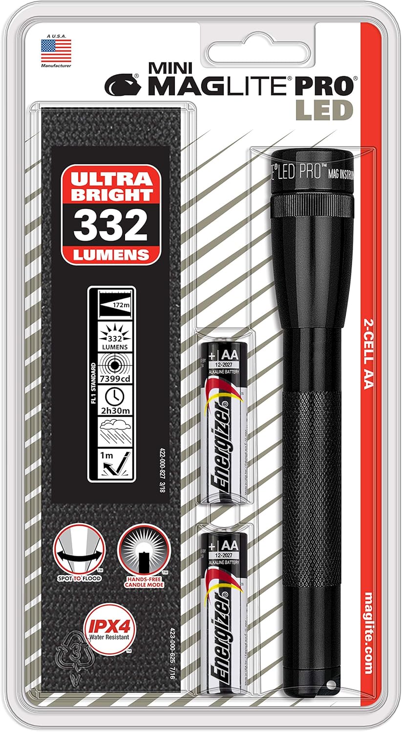 MAG-LITE Mini PRO LED 2-Cell AA Flashlight with Holster