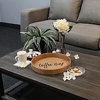 Elegant Designs Decorative Round Wood Serving Tray w/Handles