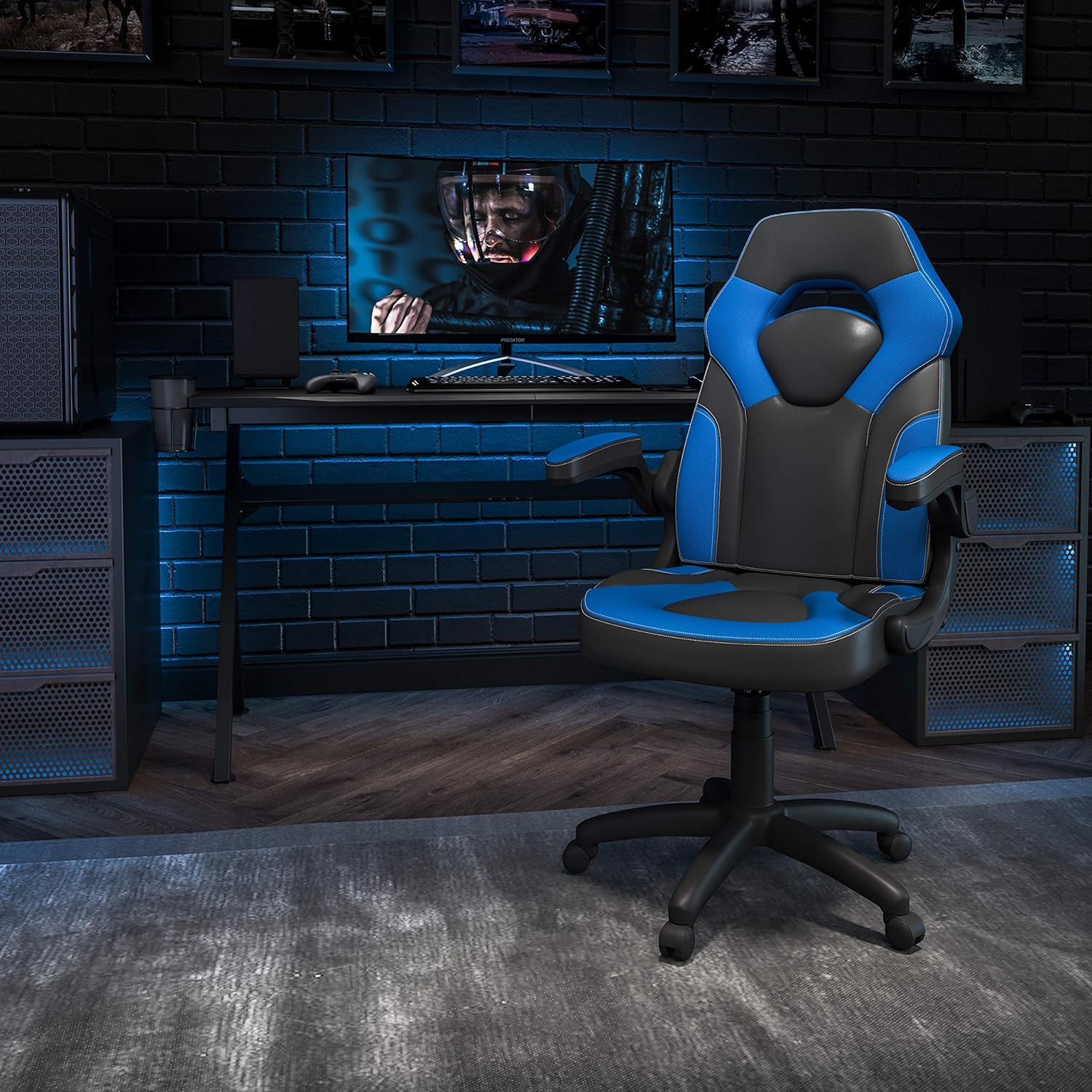 Flash Furniture X10 High-Back LeatherSoft Racing Style Gaming Chair with Flip-Up Arms