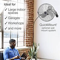 Lasko 20" Silver High Velocity Wall Mount Fan with Pivoting Head - 3 Speeds, Ideal Wall Mount Fan or Floor Fan for Home