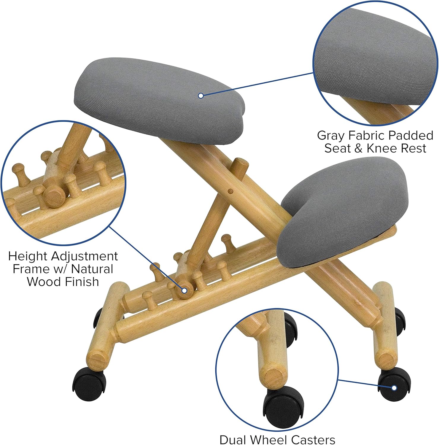 Flash Furniture Posey Mobile Wooden Ergonomic Kneeling Office Chair