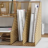 Martha Stewart Ryder Mesh Metal Large Desktop Organizer With Magazine File Holder, Pen Holder And Storage