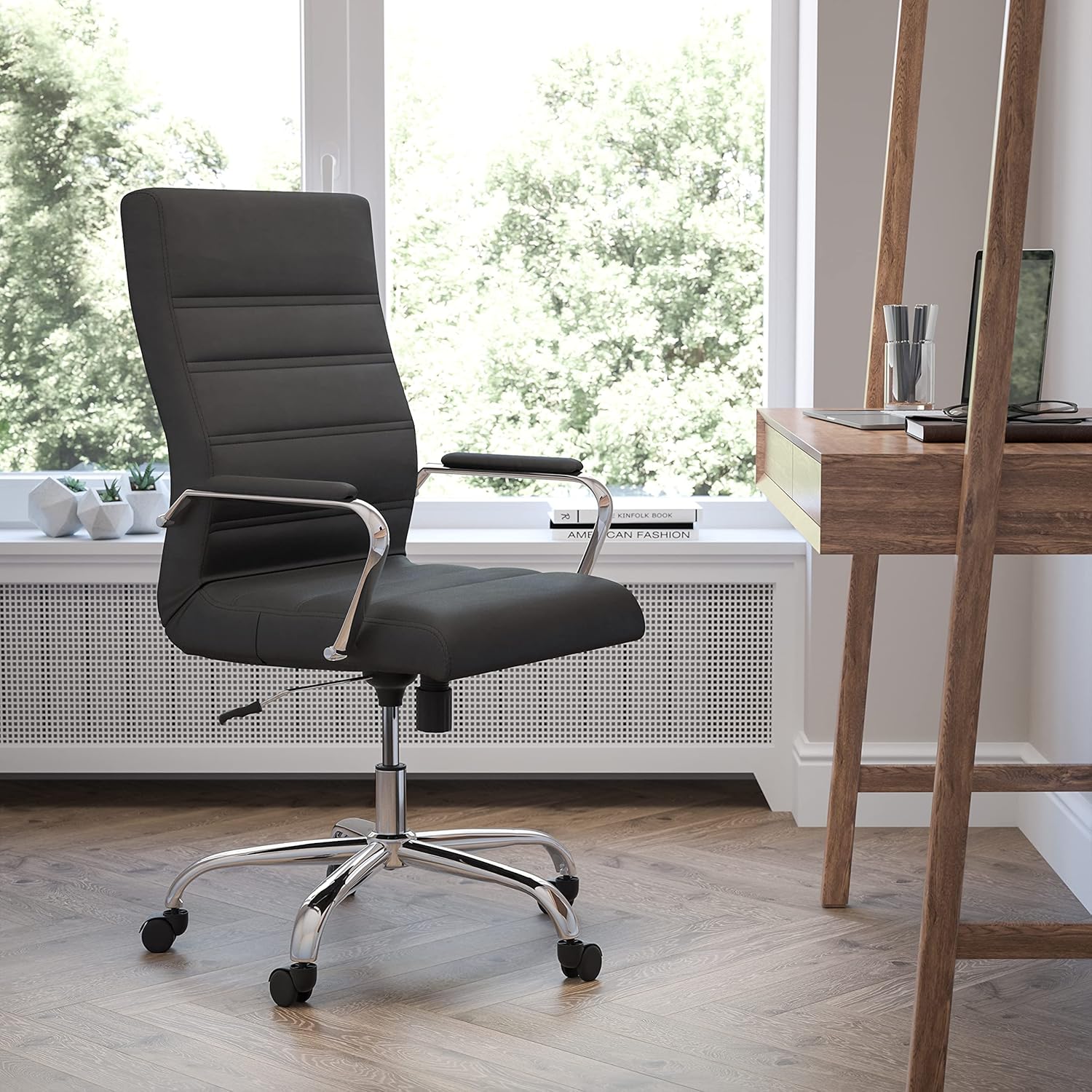 Flash Furniture Whitney Swivel LeatherSoft Desk Chair with Padded Seat and Armrests