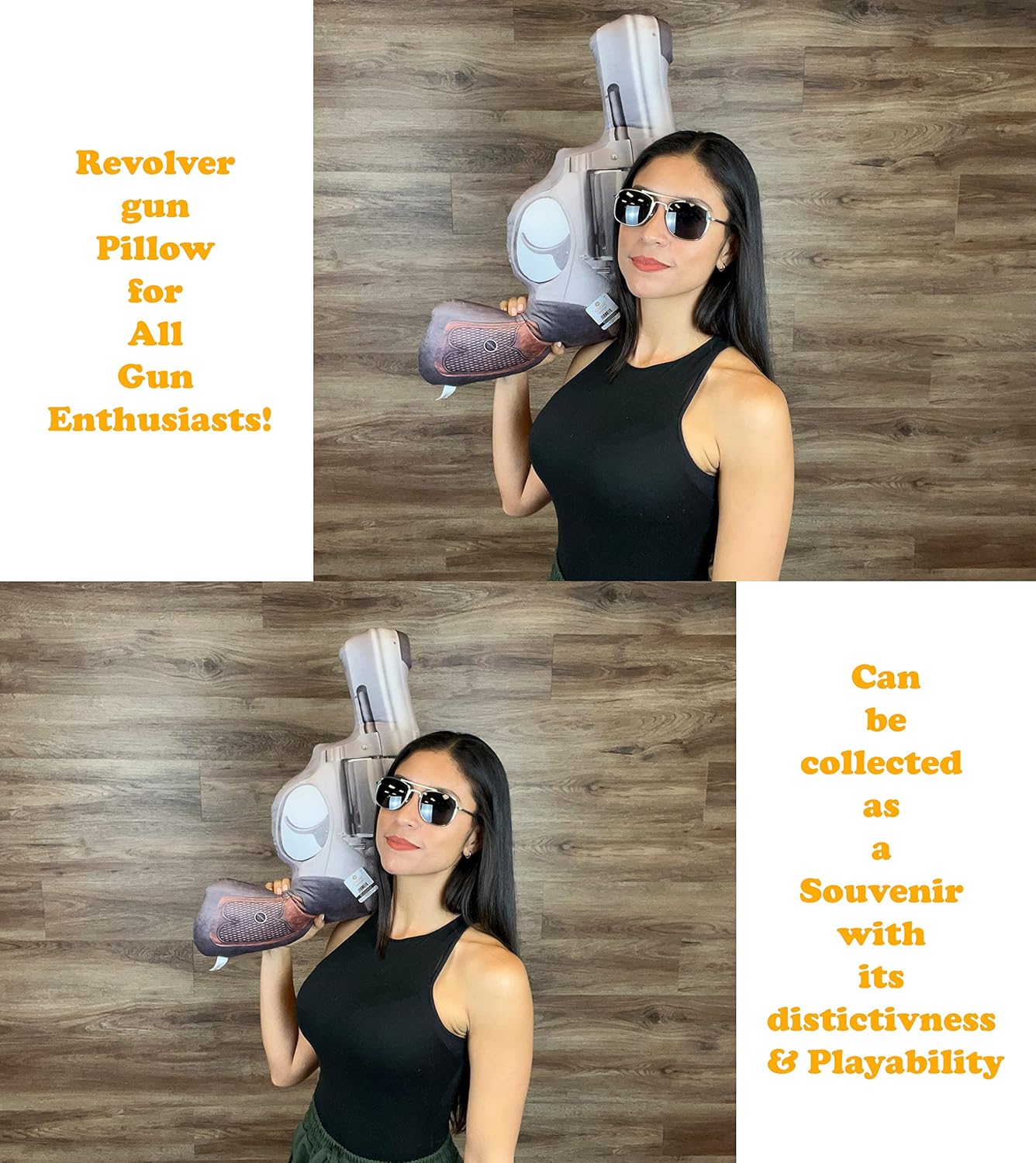 Caliber Gourmet Hug Soft Tactical Revolver Gun Cushion Pillow, Cotton, Plush Stuffed, Throw Pillow, Gun Lovers, Decorative